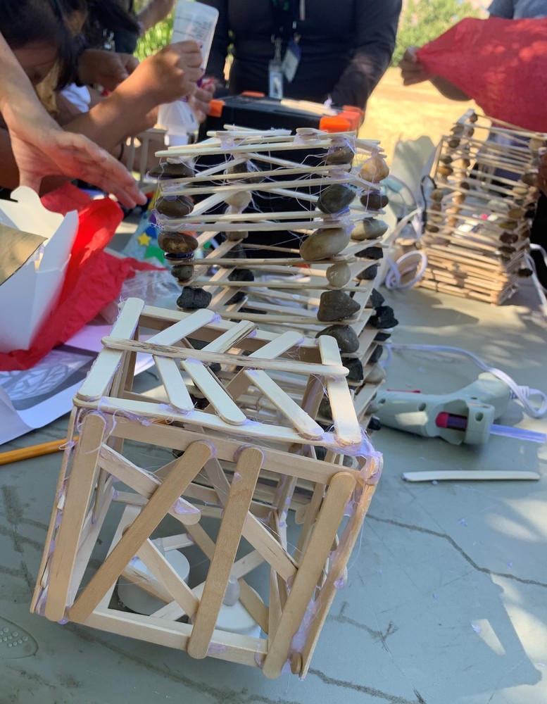 Popsicle stick boxes and towers
